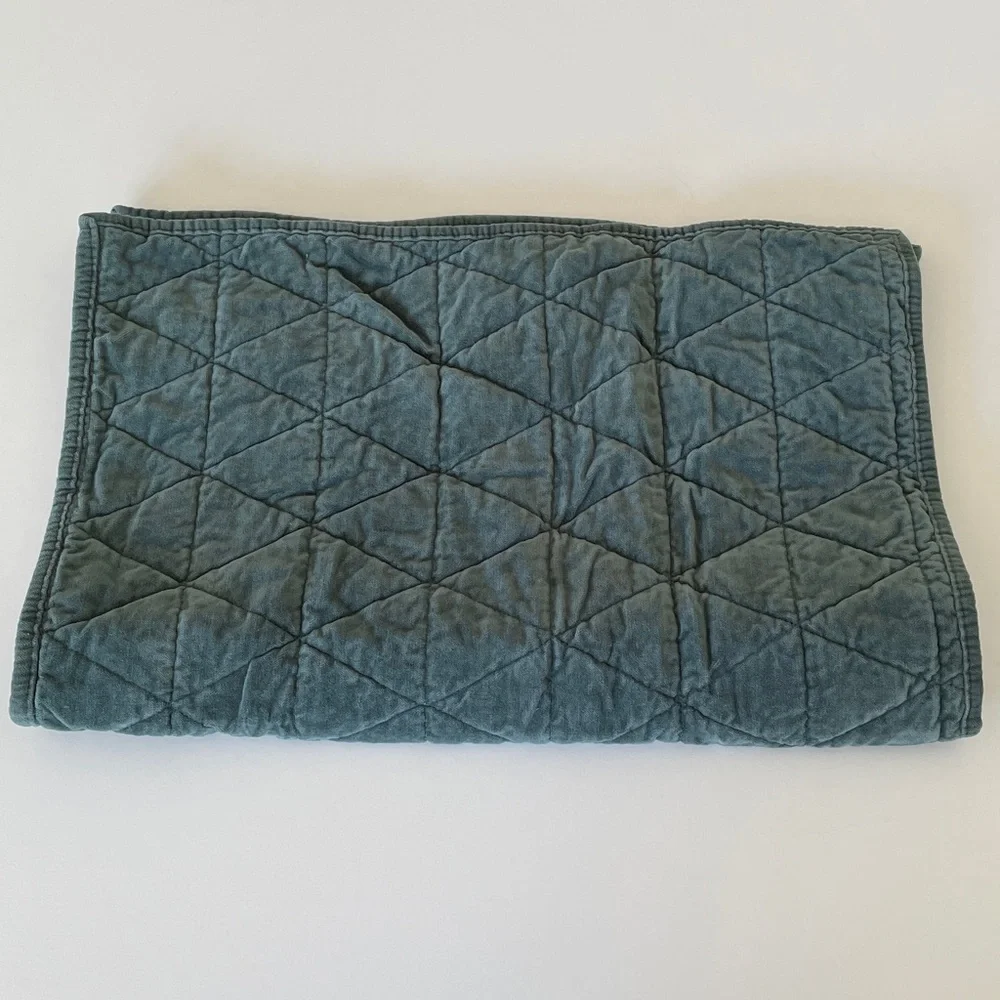 Threshold Quilted Velour Pillow Sham Green Standard